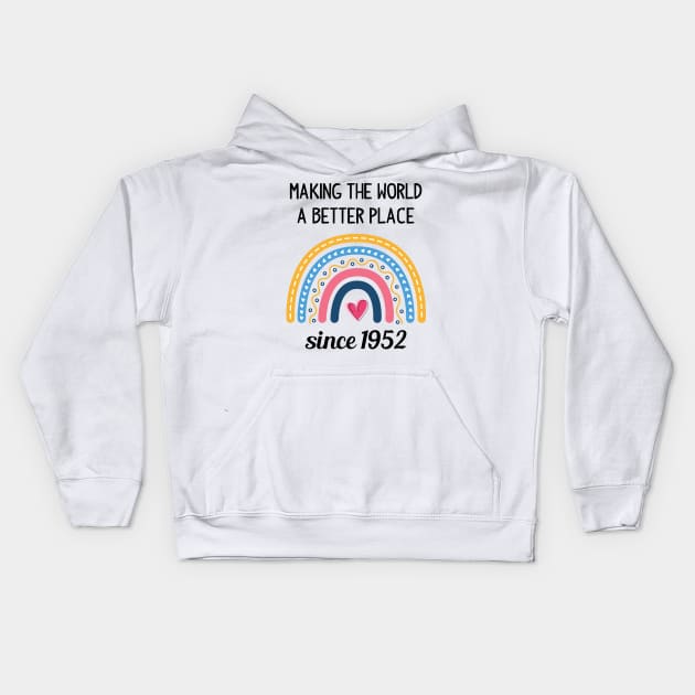 Making The World Better Since 1952 71st Birthday 71 Years Old Kids Hoodie by Happy Solstice